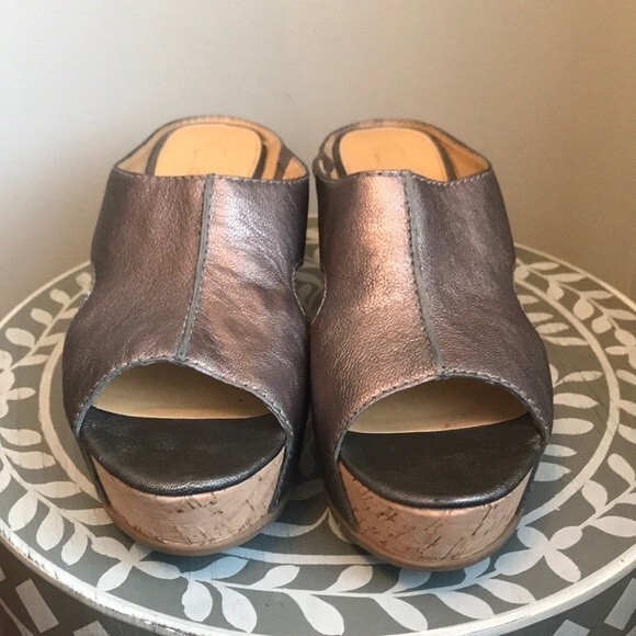 Franco Sarto Wedge Open Toe Sandals Bronze sz 10 - Picture 3 of 8